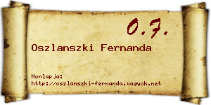 Oszlanszki Fernanda névjegykártya